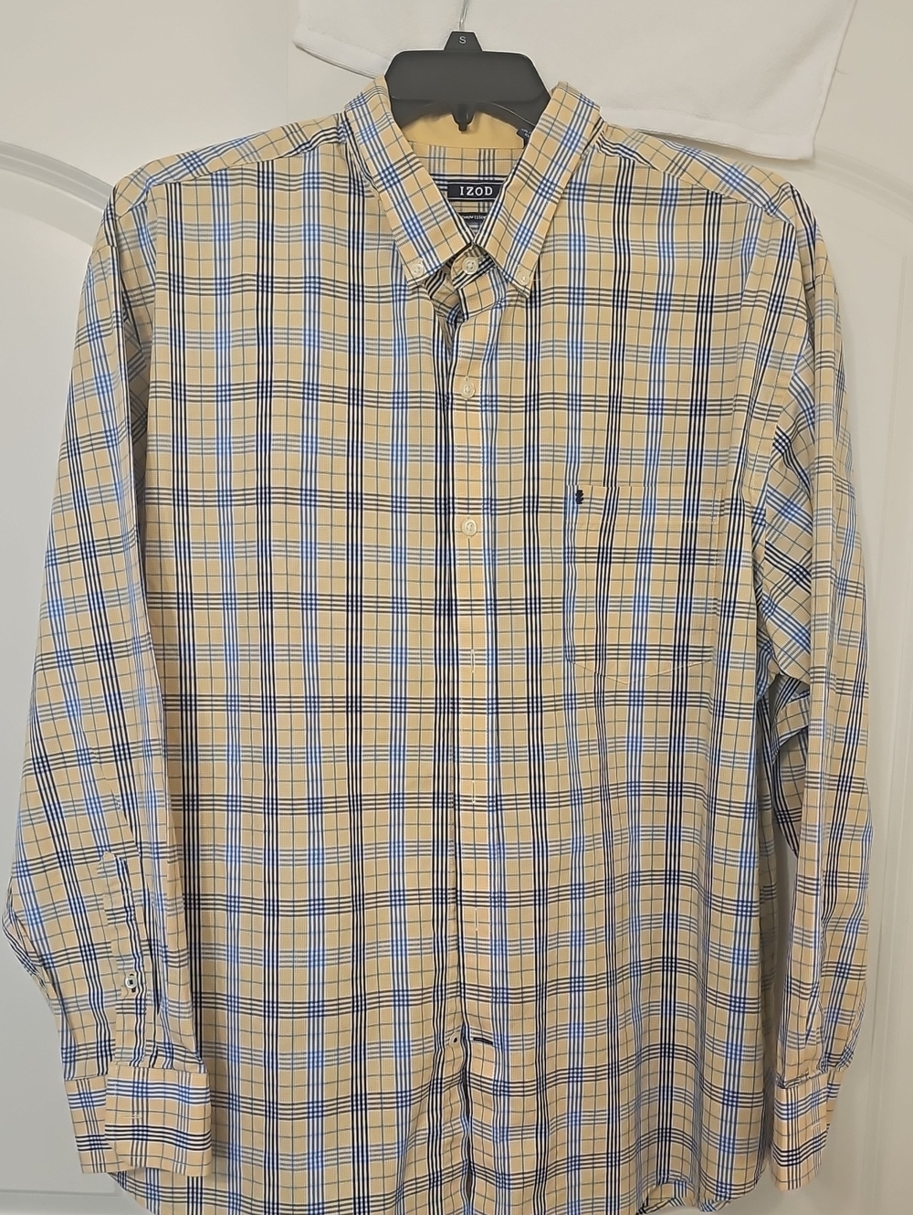 Izod Yellow and Blue Plaid Button-Up Shirt